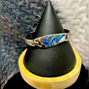 Sterling Black Australian water opal bracelet-LIKE NEW